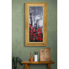 Poppies flowers. Modern abstract red painting on canvas with volume elements
